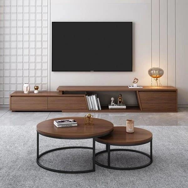 Living Room Set | TV Unit and Center Table | Brown & Black | SET43