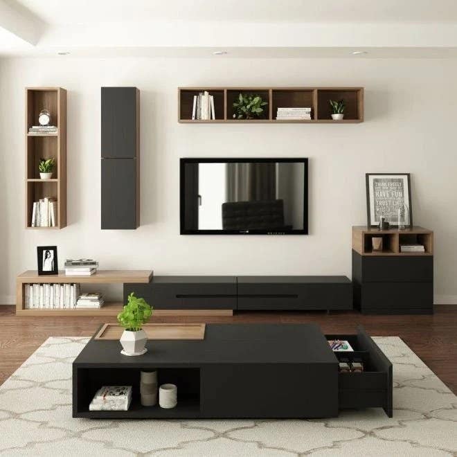 Living Room Set | TV Unit and Center Table | Black | SET55