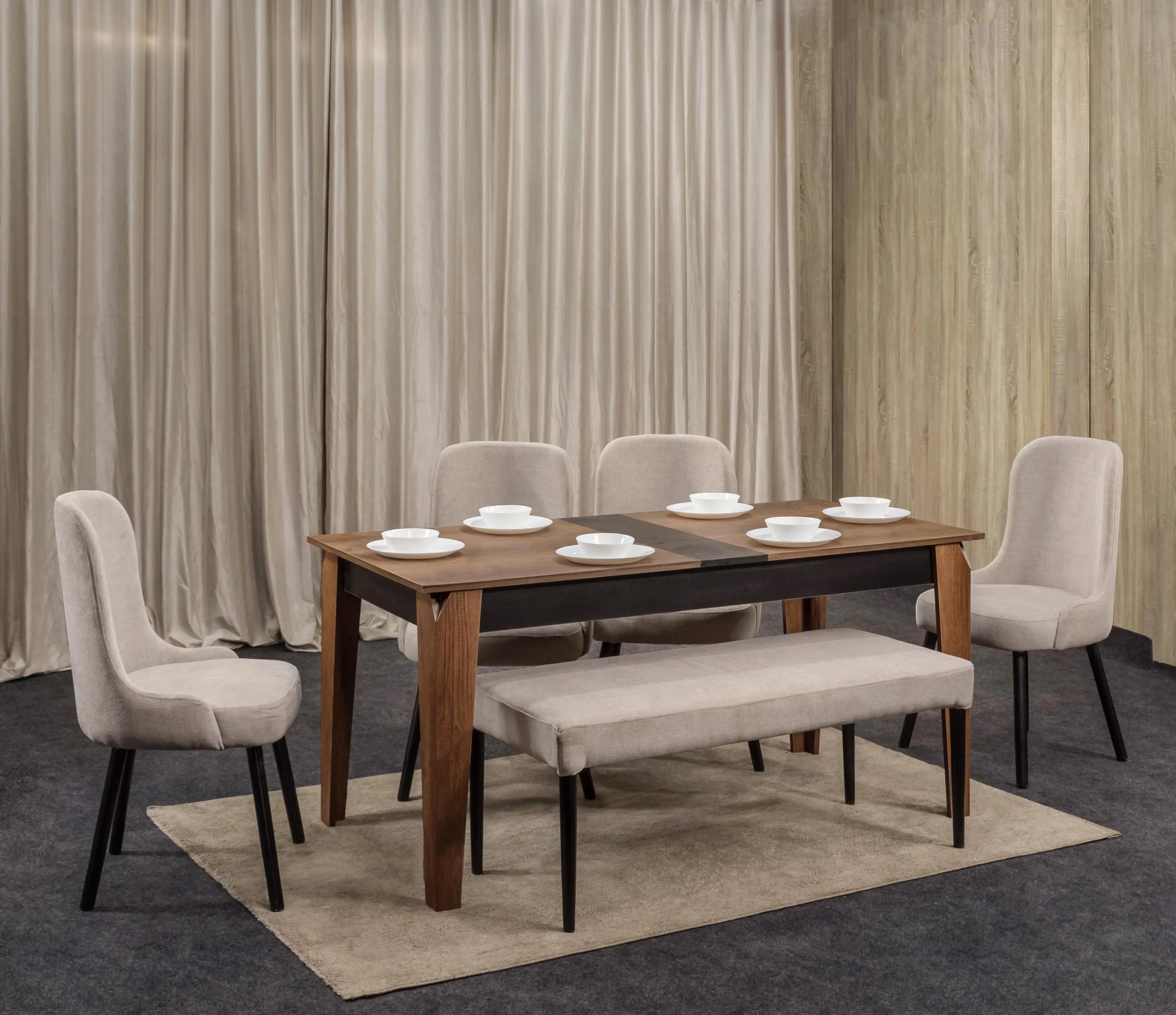 Rectangular Dining Table 160 x 80 cm | MDF | 4 Chairs & Banquet