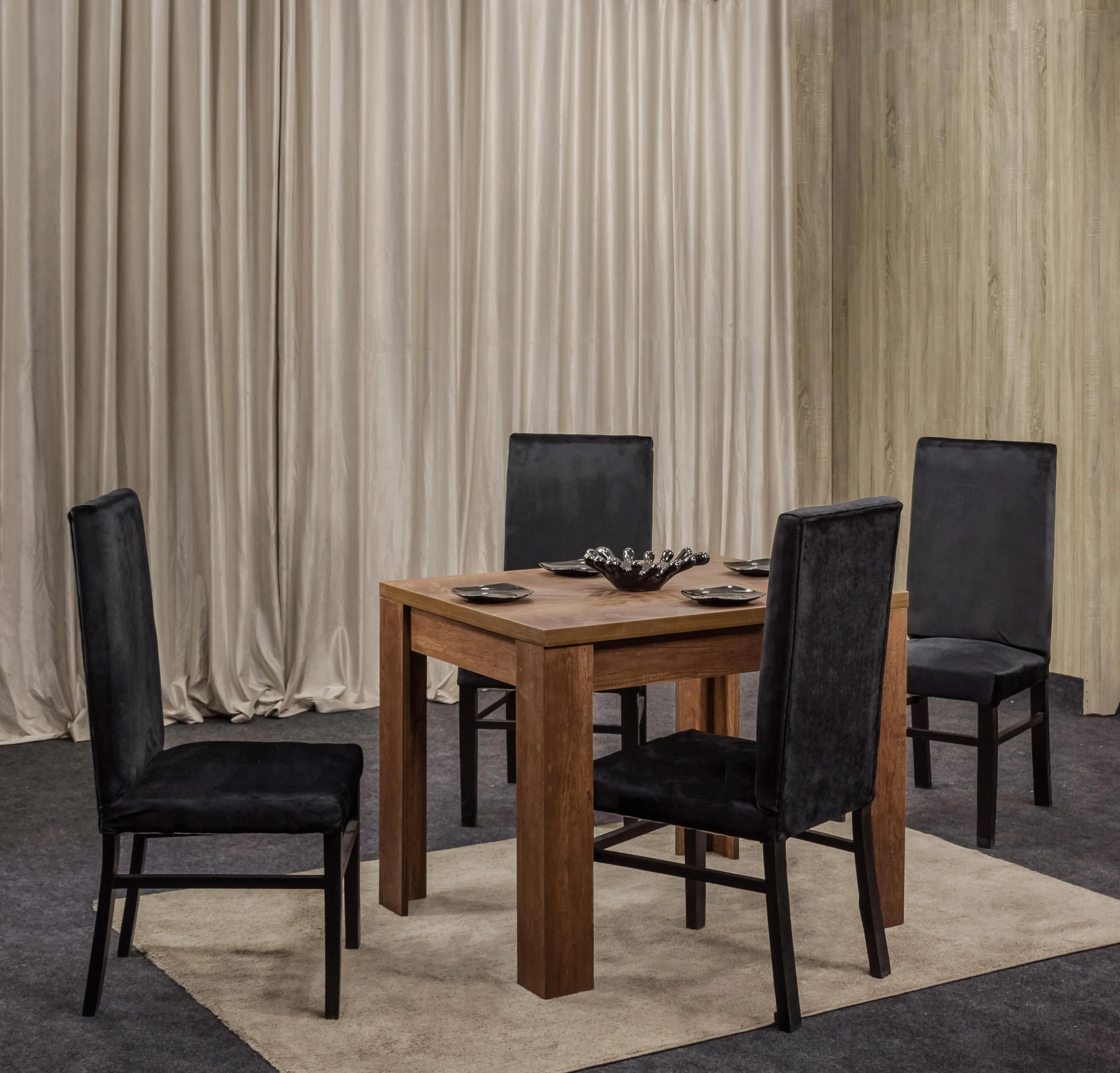 Modern Dining Table Set | 140 x 80 x 76 cm | MDF & Velvet Chairs