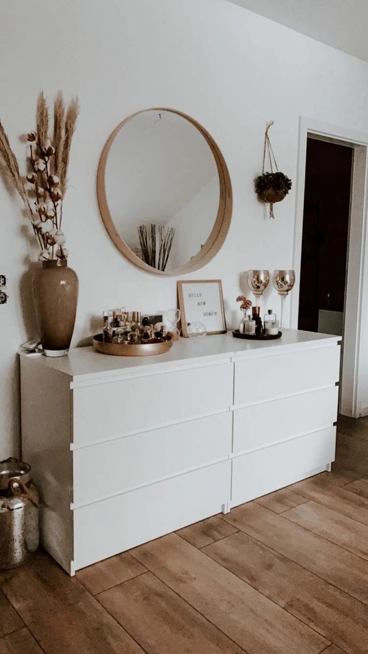 Modern White Drawer Unit | 140x40x80 | MDF | Bedroom Furniture