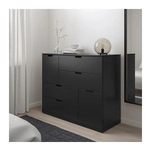 Modern Black Drawer Unit | 120x40x100 | Warranty | Bedroom Storage