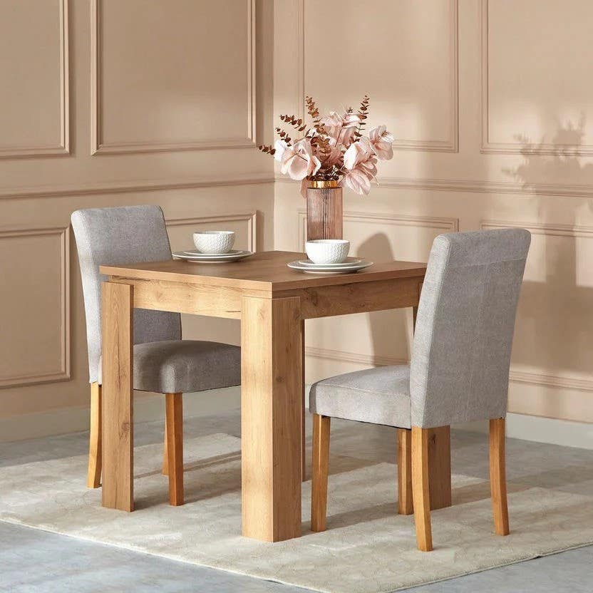 Modern Dining Table 90 x 90 x 76 cm | MDF | 2 Chairs Included