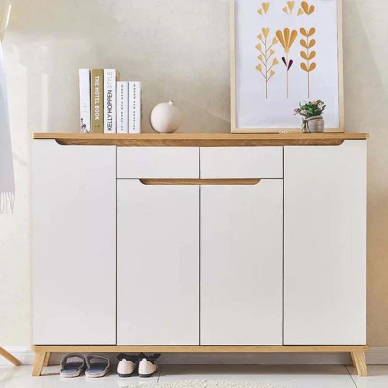 Modern White & Wooden Shoe Closet | 140 x 40 x 100 | 3-Year Warranty