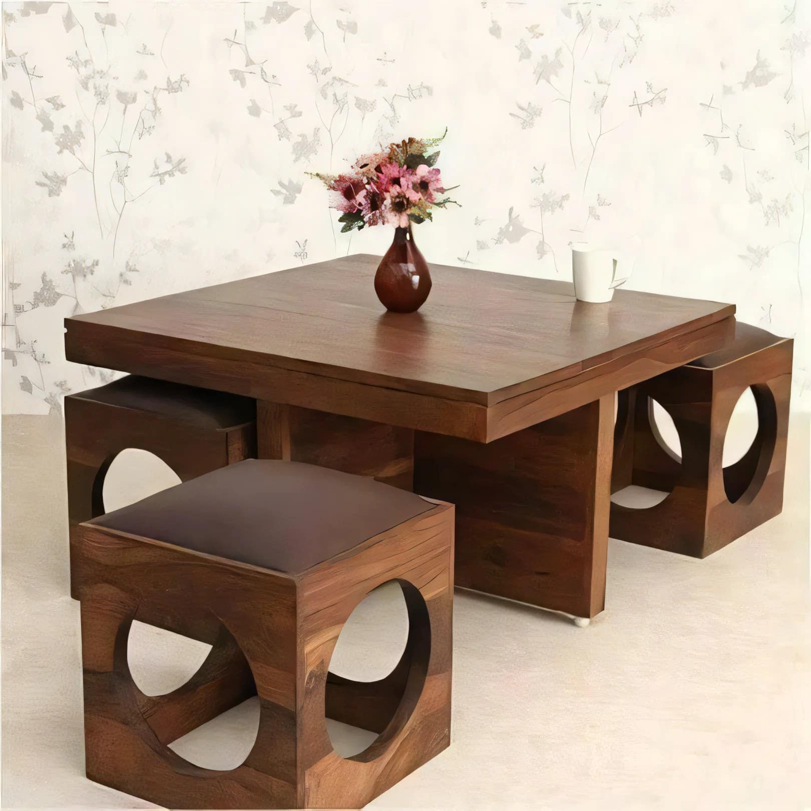Modern Brown Table Unit | 80x80x40 | Living Room Furniture