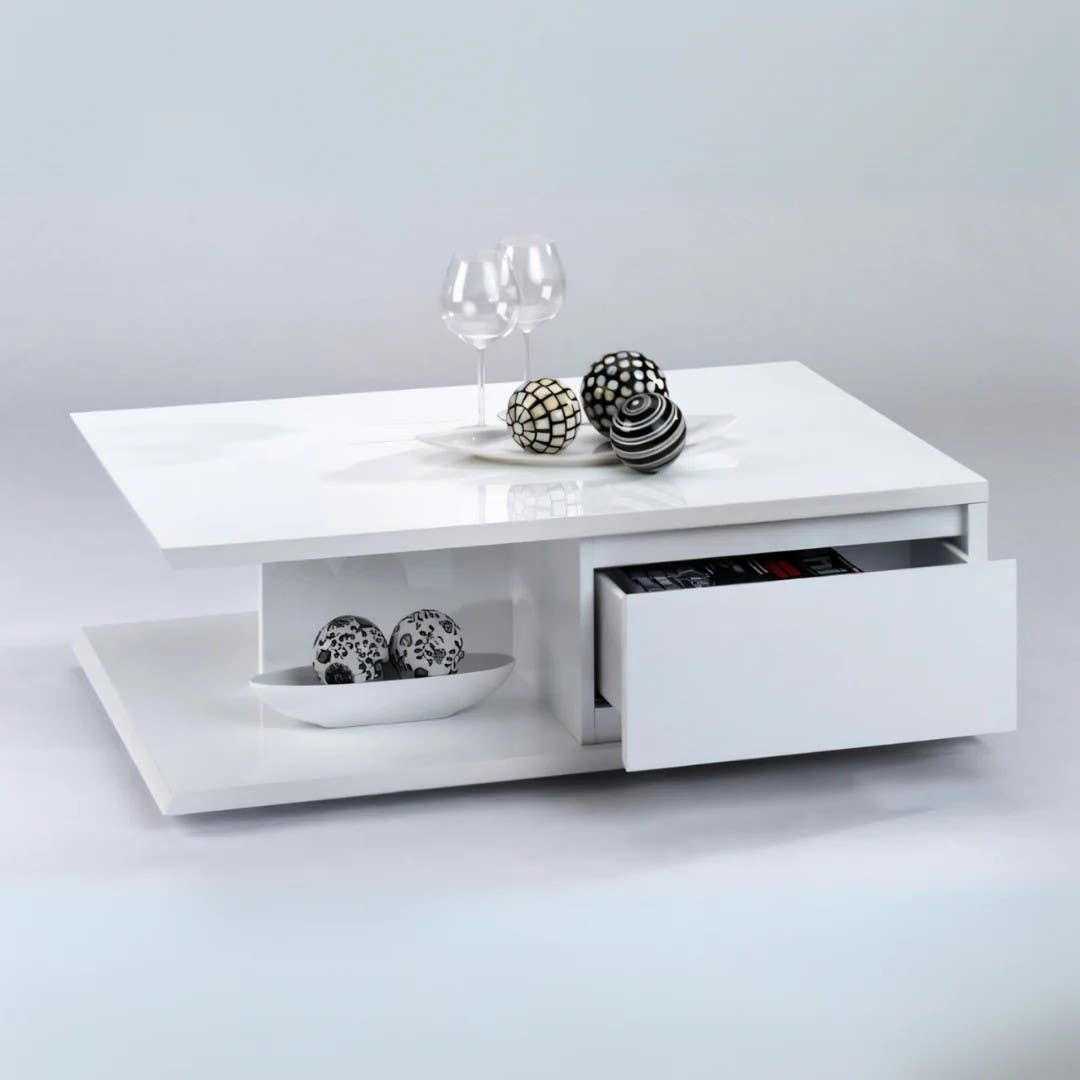 Modern White Table Unit | 100x50x40 | Living Room Furniture