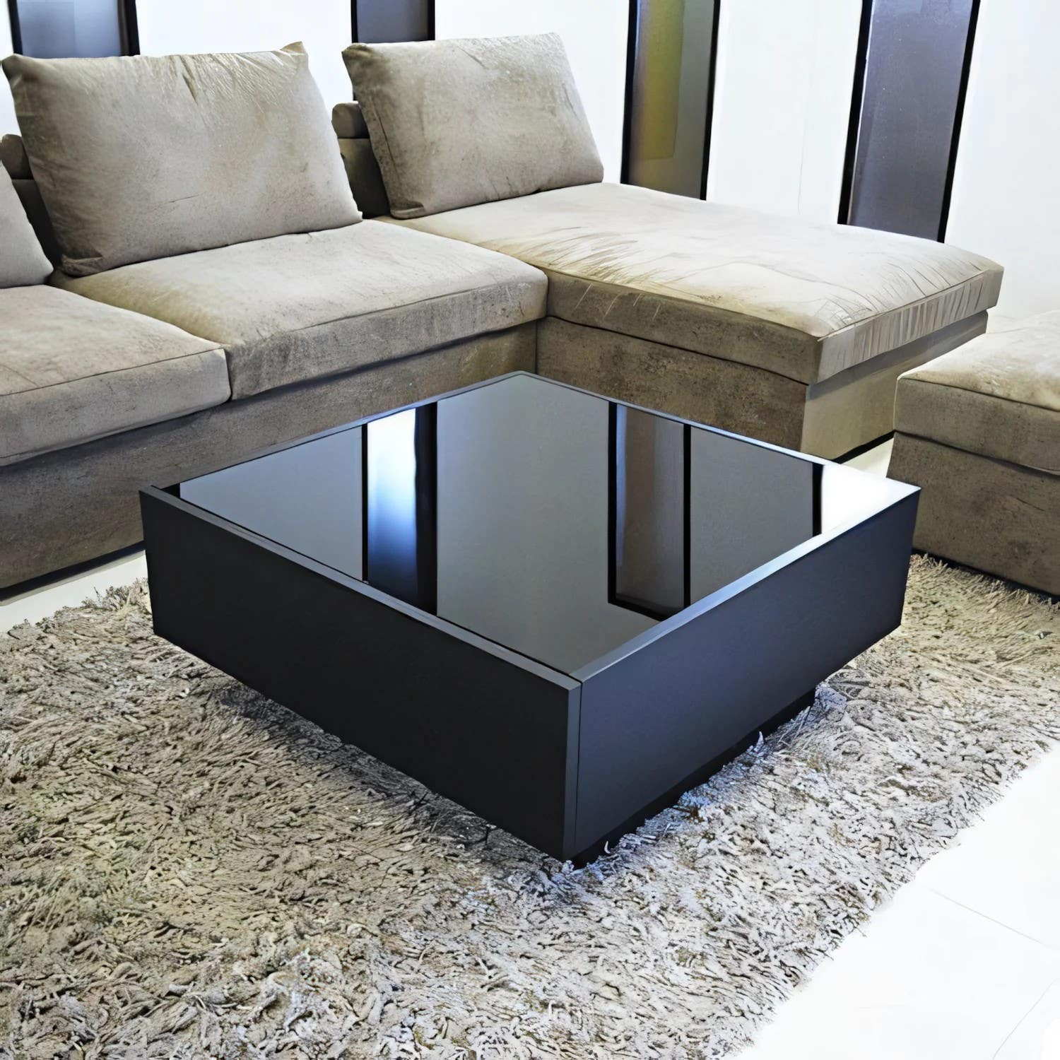 Modern Black Living Room Table Unit | 80 x 80 x 40 | Warranty 3 Years