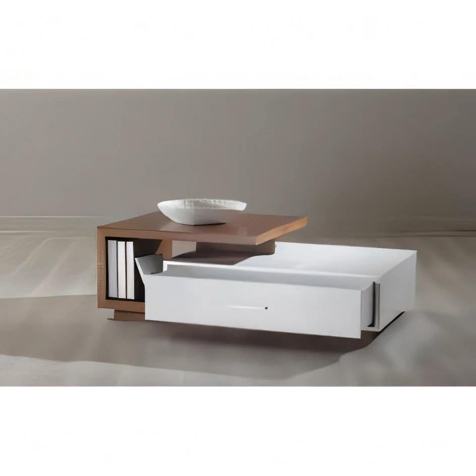 Rectangular White & Brown Table Unit | 100x50x40 | 3-Year Warranty