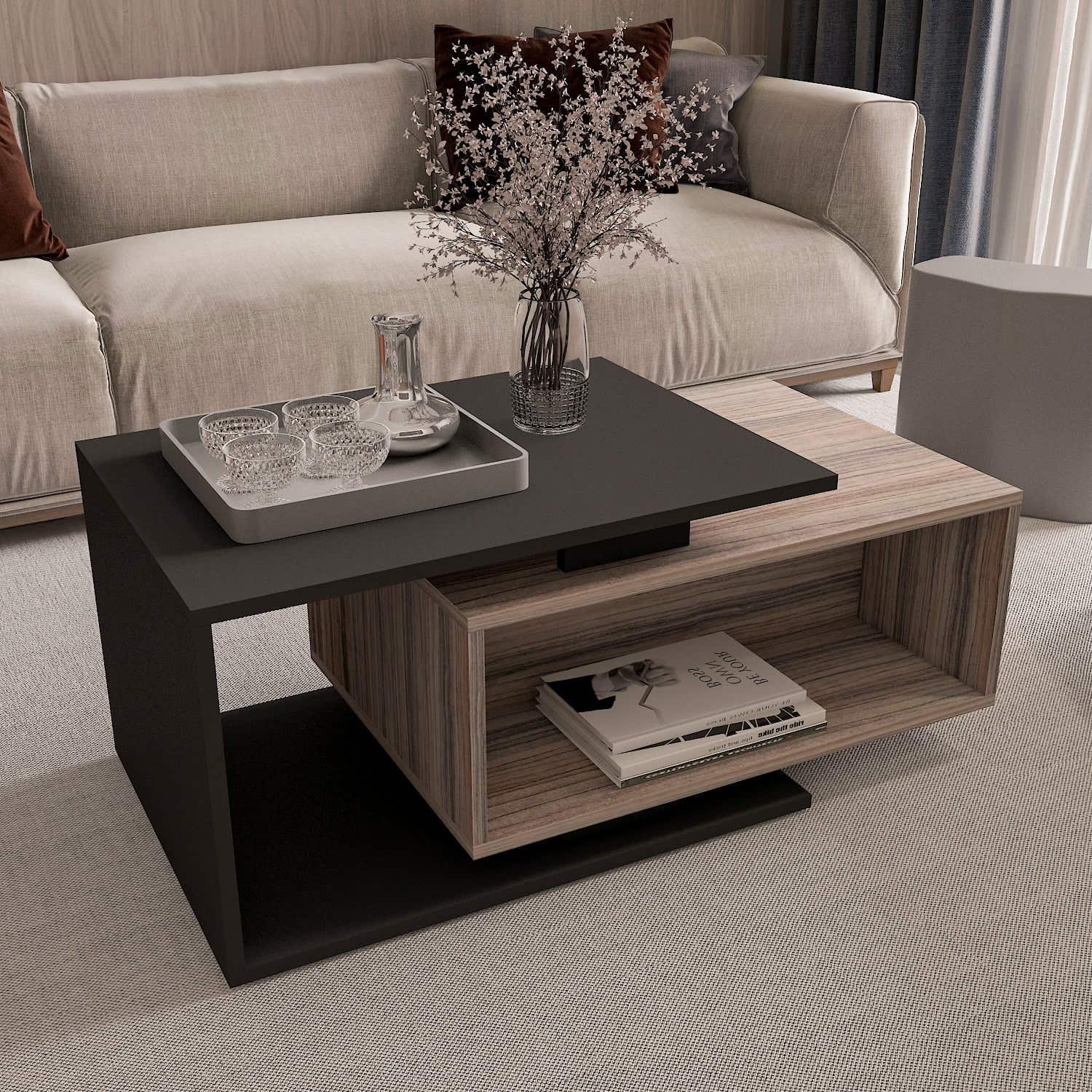 Modern Black & Grey Table Unit | Rectangular | 40 x 50 x 60 | Warranty 3 Years