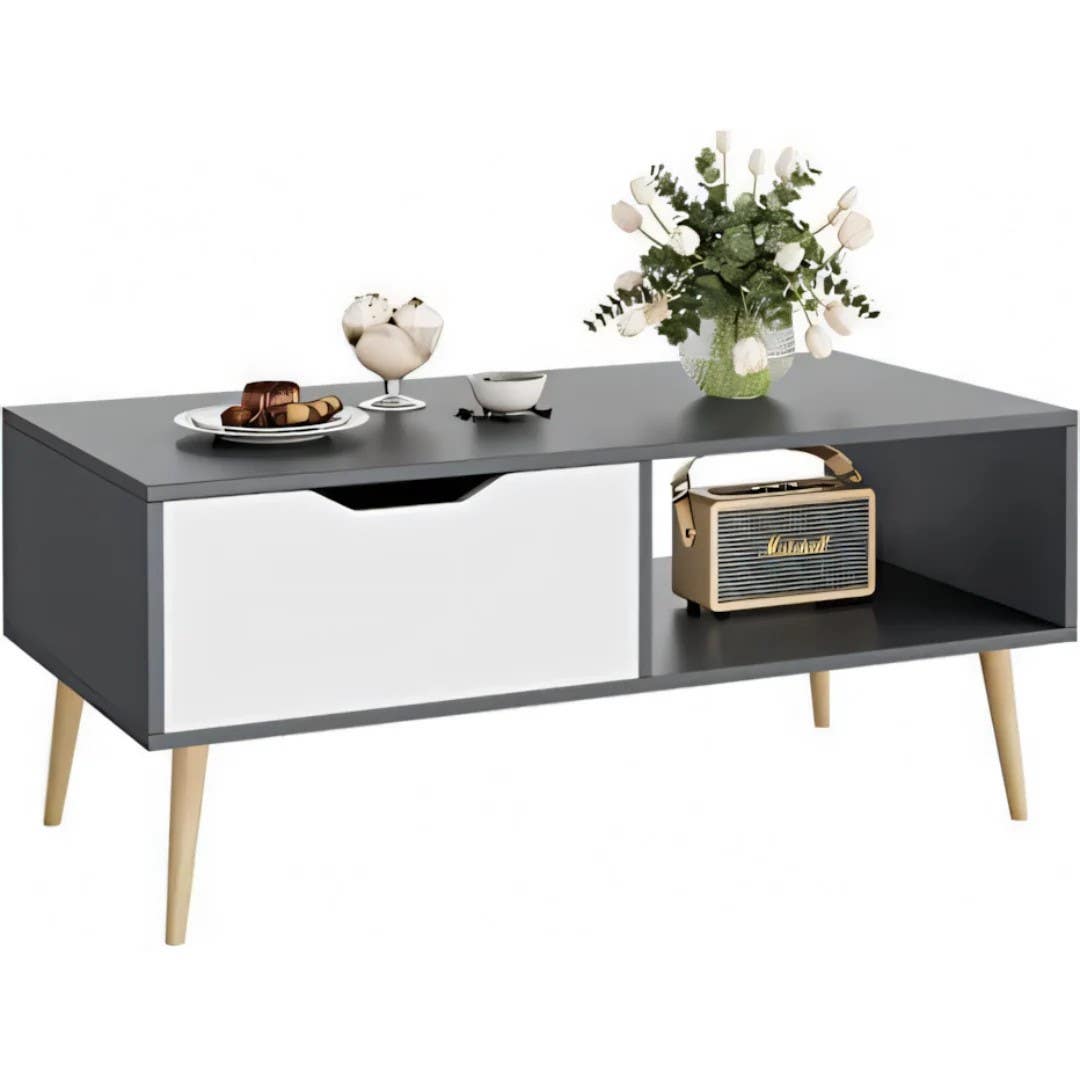 Modern Black & White Table Unit | Sleek Design | 100 x 50 x 40 | Living Room