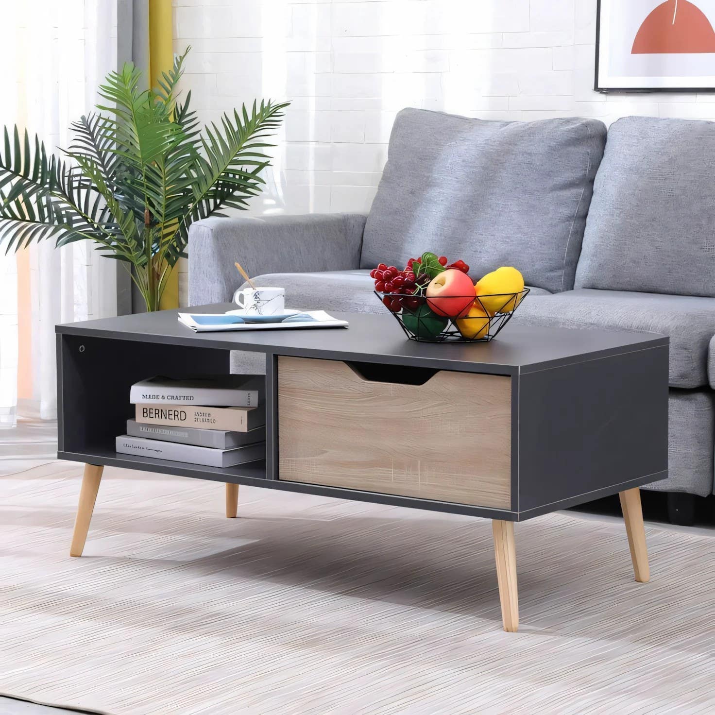 Modern Black & Grey Table Unit 100x50x40 | Warranty 3 Years | TA36