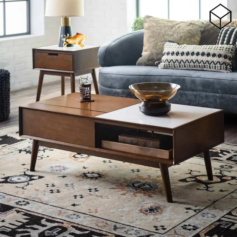 Brown & White Rectangular Table Unit | 100x50x40 | 3-Year Warranty