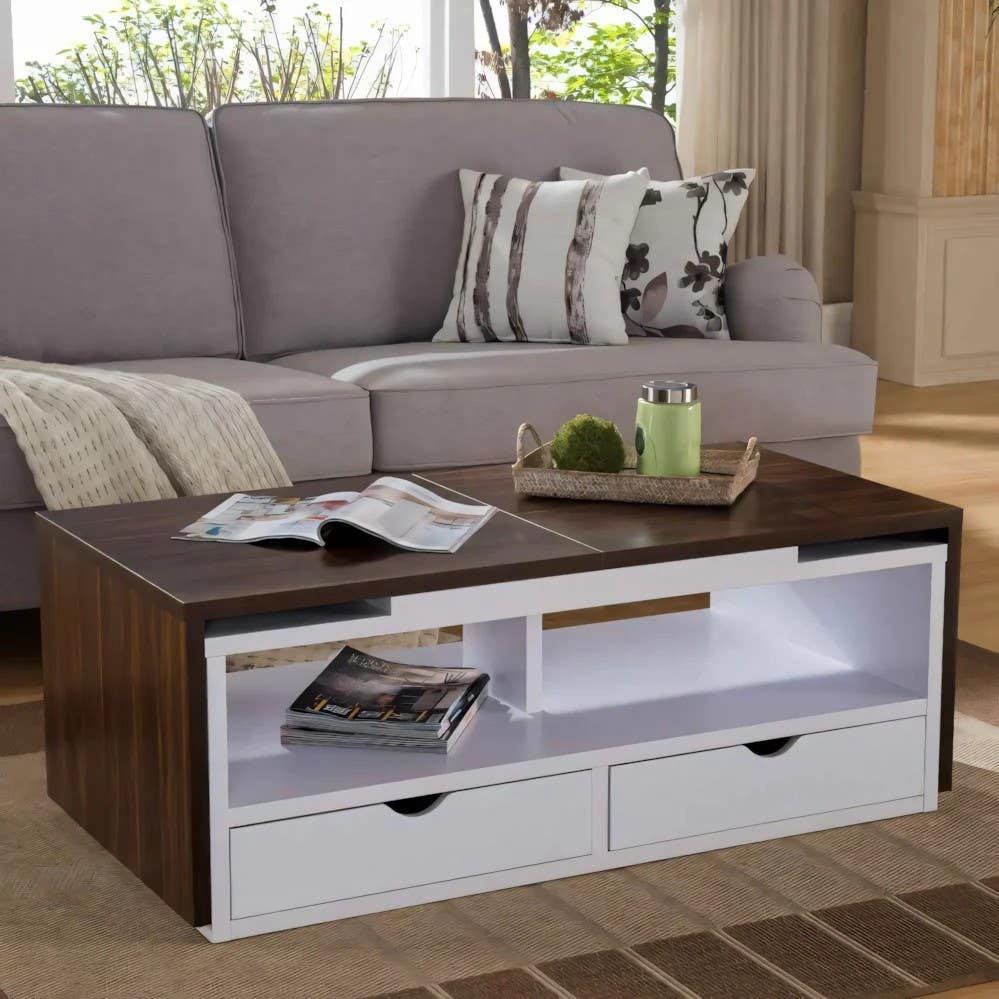 Modern Brown & White Table Unit | 100x50x40 | Living Room Furniture