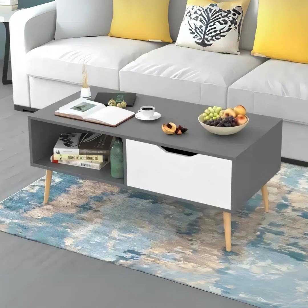 Modern Grey & White Living Room Table Unit | 100x50x40 | Warranty | TA49