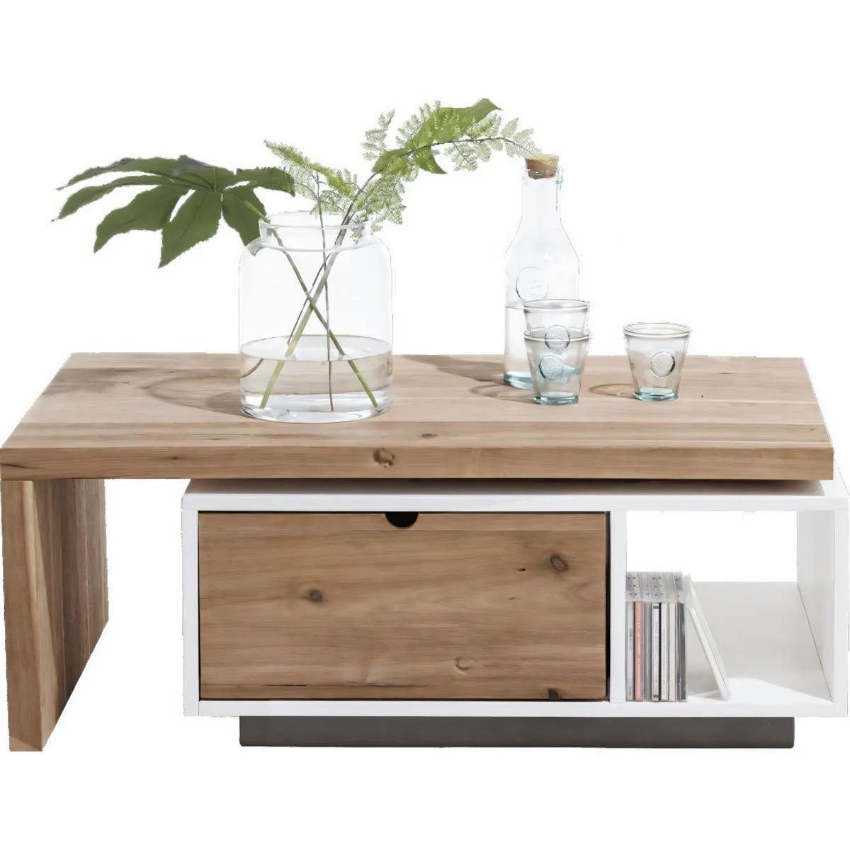 Modern Wooden and White Table Unit | Rectangular 100 x 50 x 40 | Living Room Furniture