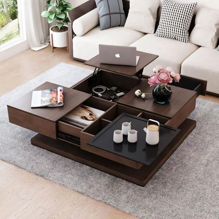 Modern Brown & Black Table Unit | 90 x 90 x 40 | Living Room | My Store