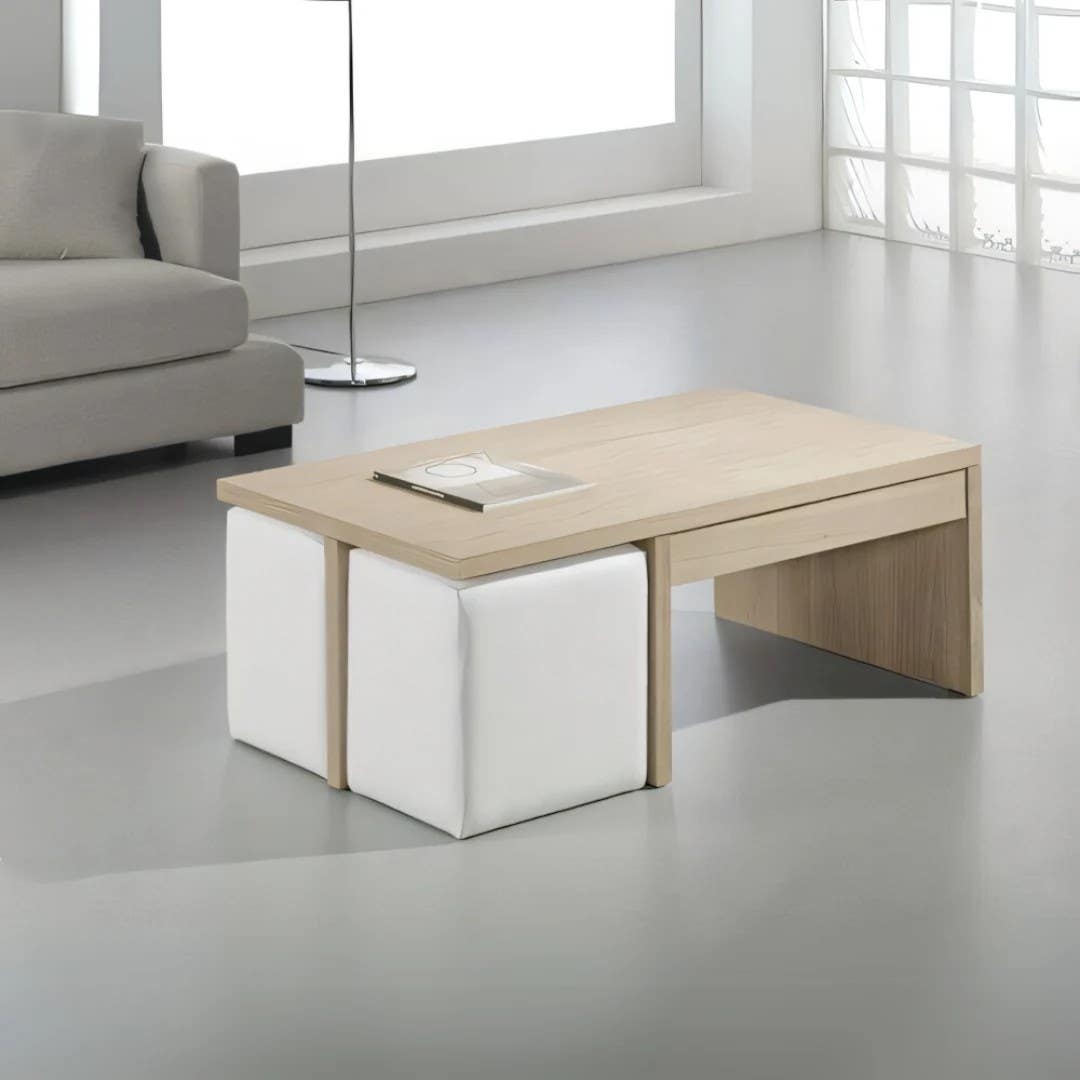 Modern Wooden and White Table Unit | 120 x 60 x 45 | Living Room Furniture