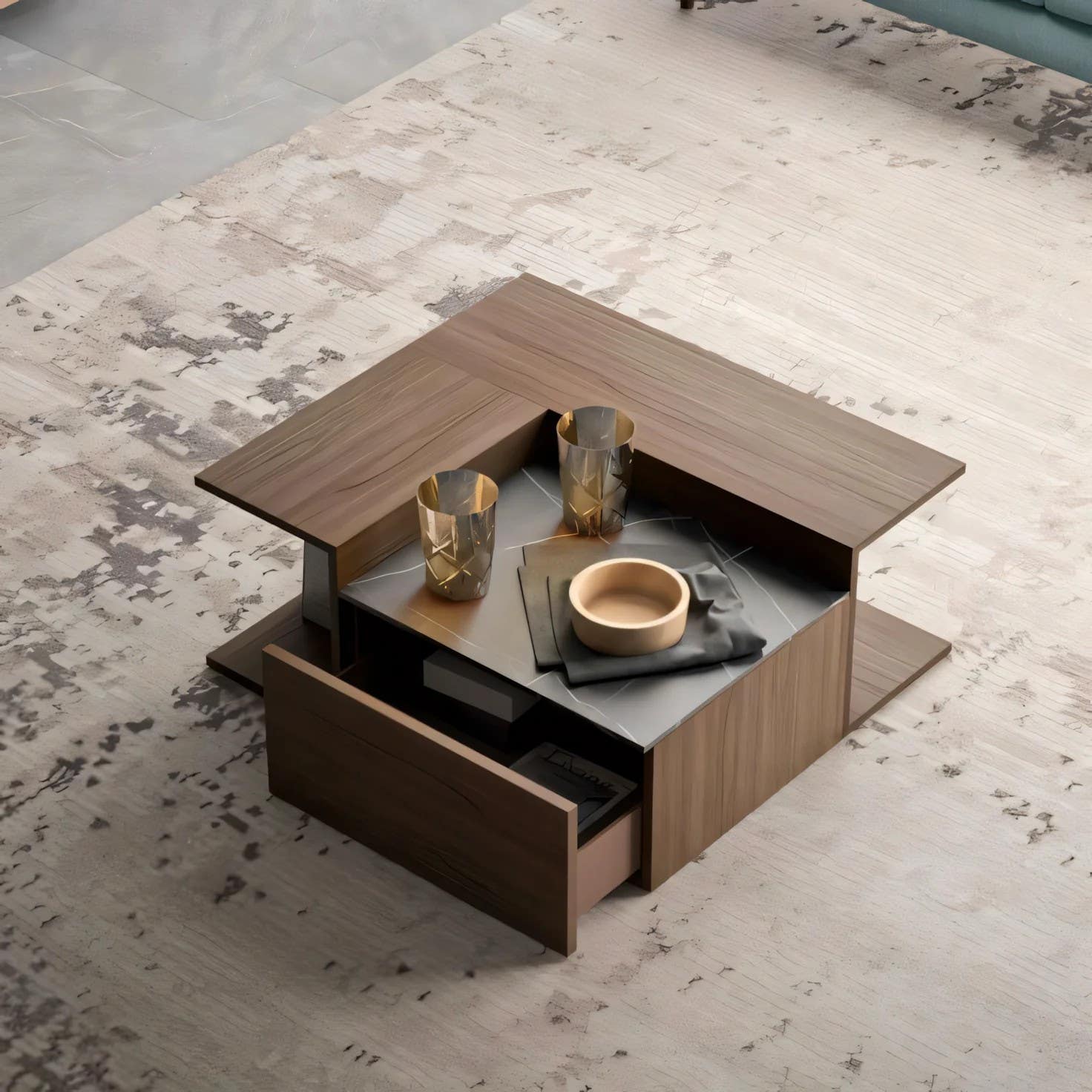Modern Brown Table Unit | Rectangular 80x80x40 | Warranty 3 Years