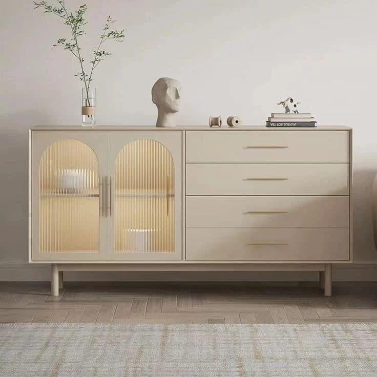 Modern Beige Buffet Table | 160 x 40 x 90 cm | MDF | Dining Room Furniture