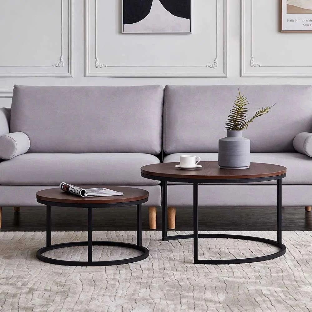 Modern Black & Wooden Circle Table Unit | D65/D50 | 3-Year Warranty