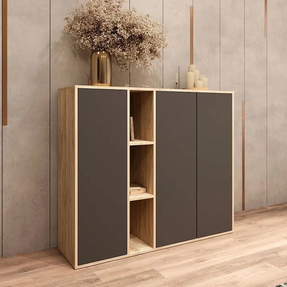 Modern Beige & Dark Grey Shoe Closet Organizer | 140x40x140 | 3-Year Warranty