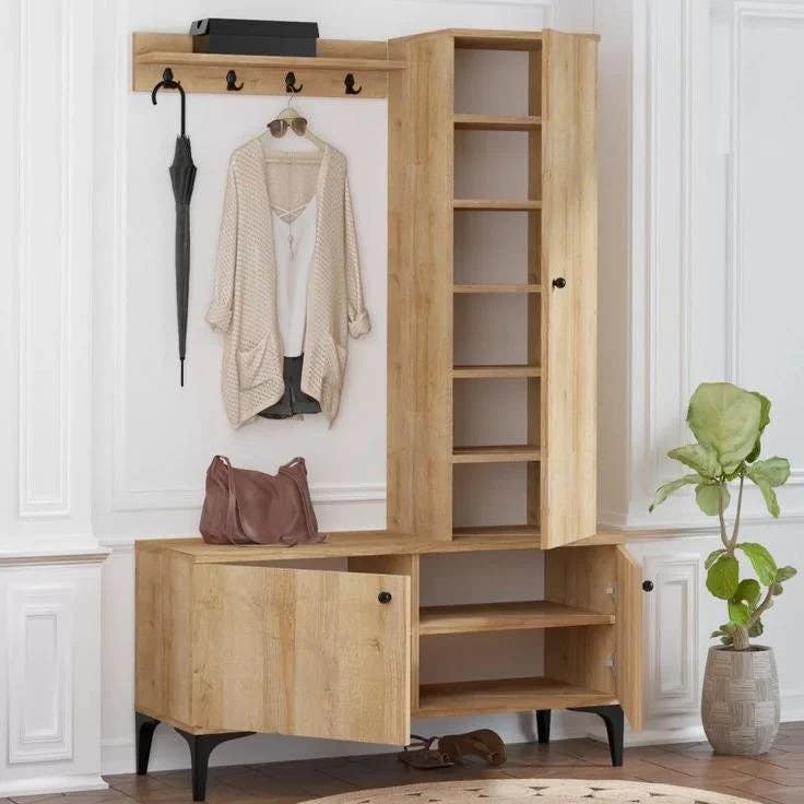 Wooden Shoe Closet Organizer | 100x40x180 cm | 3-Year Warranty | SU84