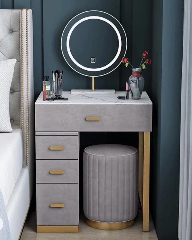 Makeup Vanity | Gold & Marble Grey | 70 x 40 x 80 | GI20