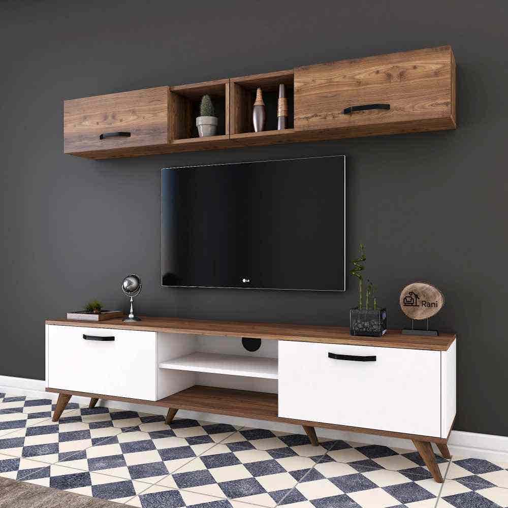 Tv Unit | White & Wooden | 160 x 40 x 40 | Tv63