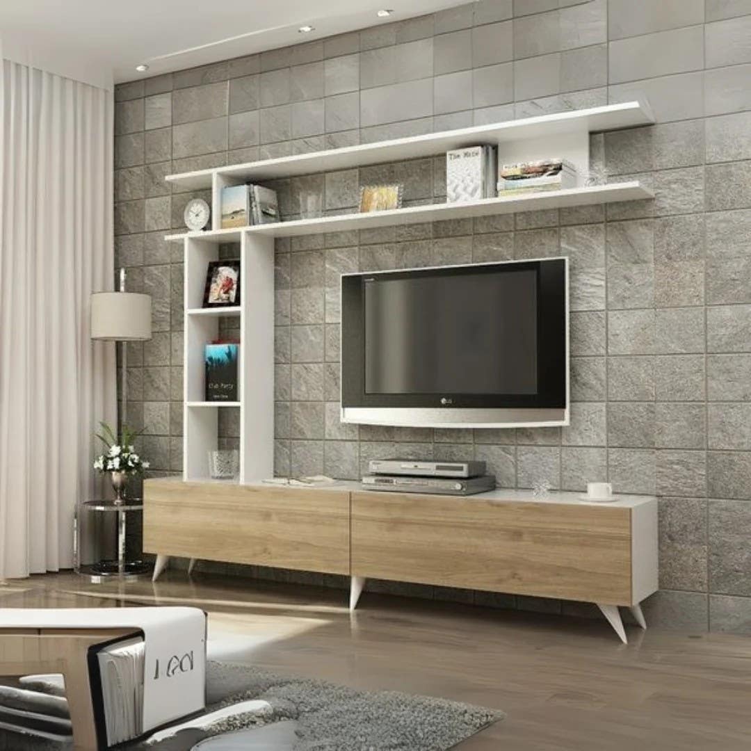 Tv Unit | White & Wooden | 160 x 40 x 40 | TV19