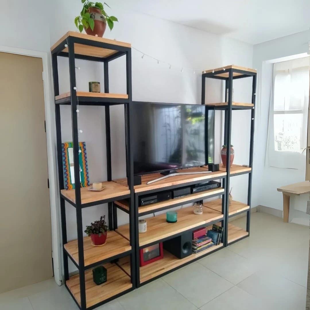 Tv Unit | Black & Wooden | 160 x 35 x 160 | TV24