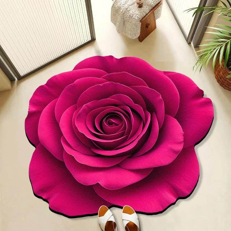 3D Flower Rug (1 Meter) | Non-Slip Washable Mat | Absorbent & Durable | Large Size