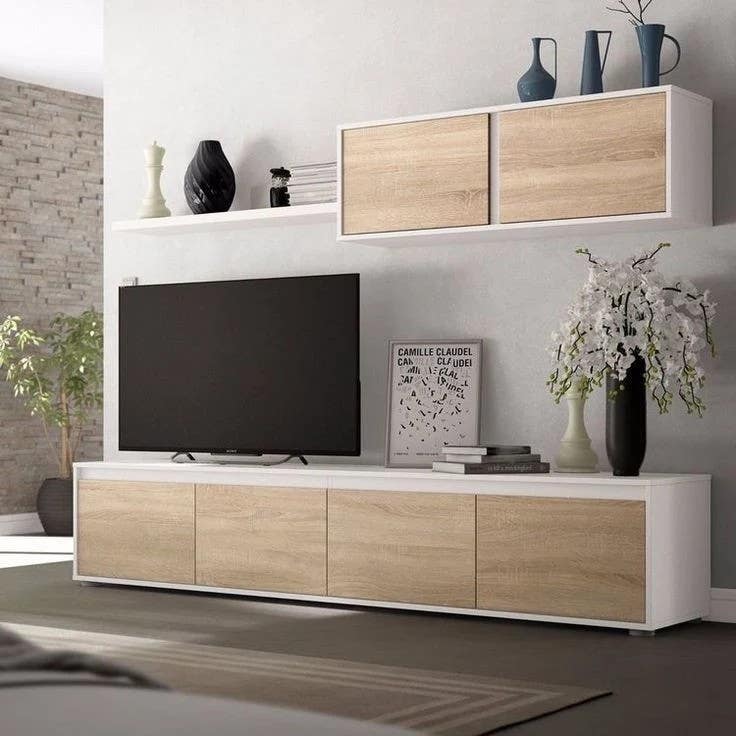 Tv Unit | White & Wooden | 180 x 40 x 40 | TV30