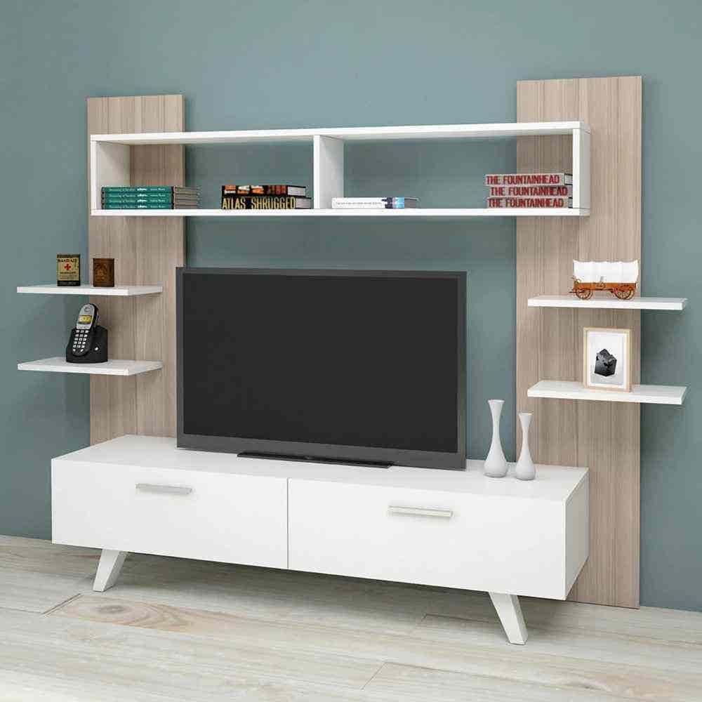 Tv Unit | White & Wooden | 180 x 40 x 40 | TV37