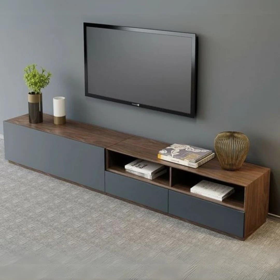 Tv Unit | Black & Wooden | 180 x 40 x 40 | TV36