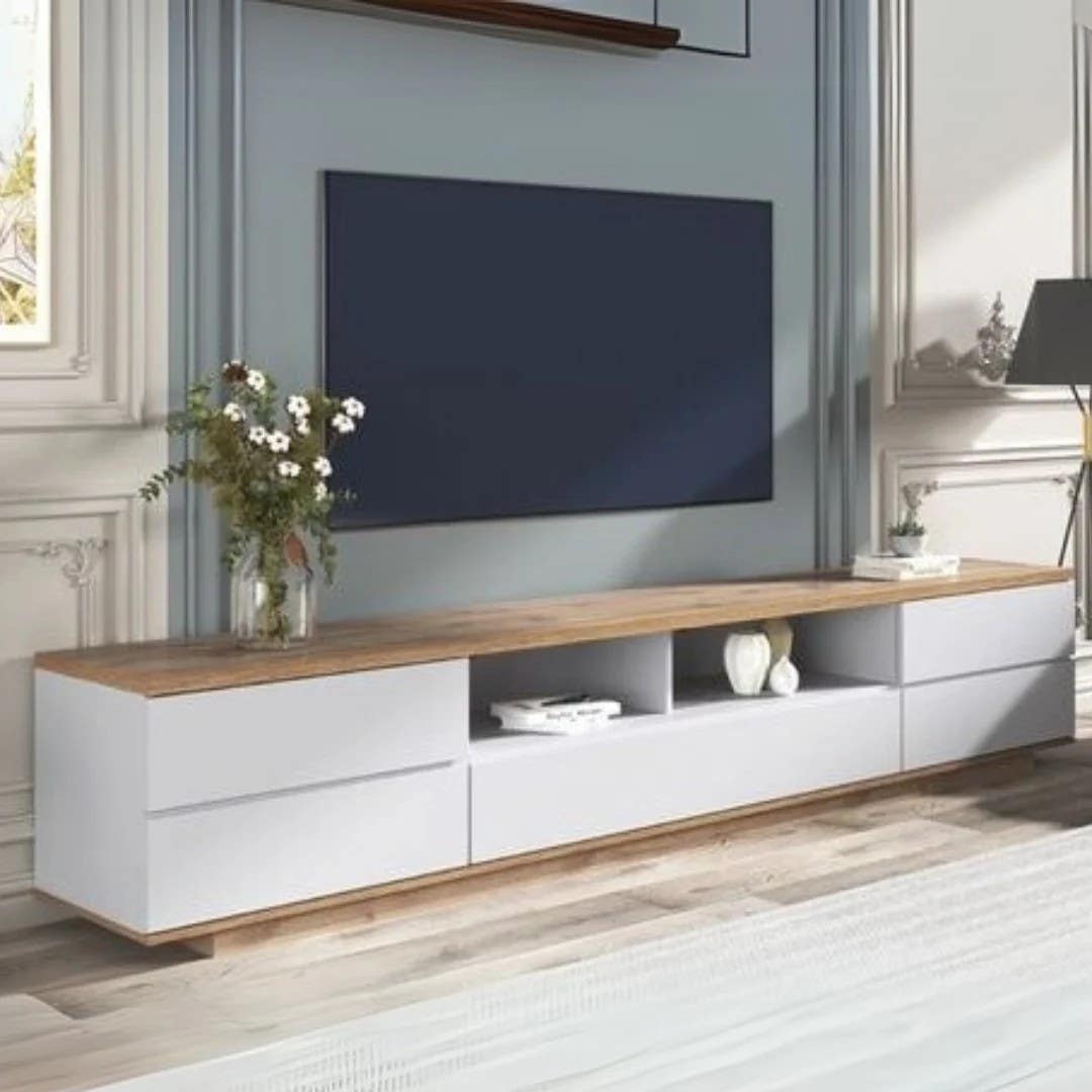 Tv Unit | White & Wooden | 200 x 40 x 40 | TV40