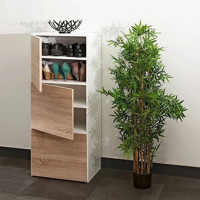 White & Wooden Shoe Closet - 60x40x100 | 3-Year Warranty | SU69