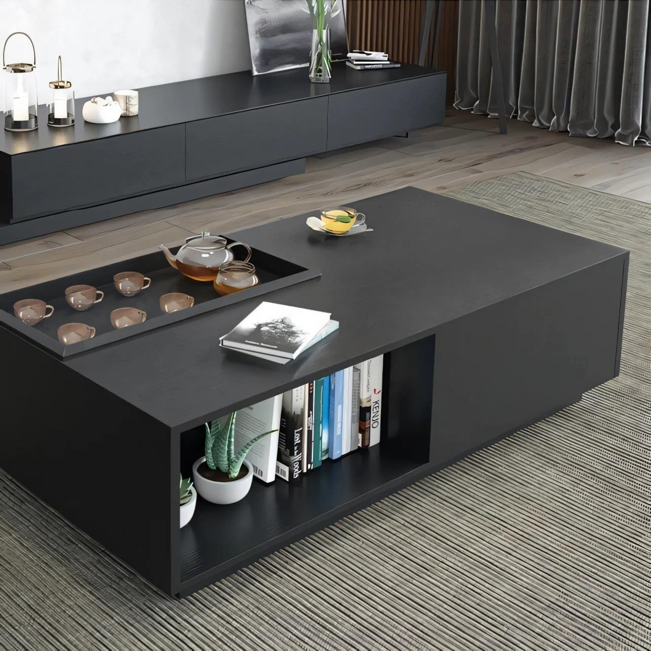 Rectangular Black Table Unit | 120 x 50 x 40 | Living Room Furniture