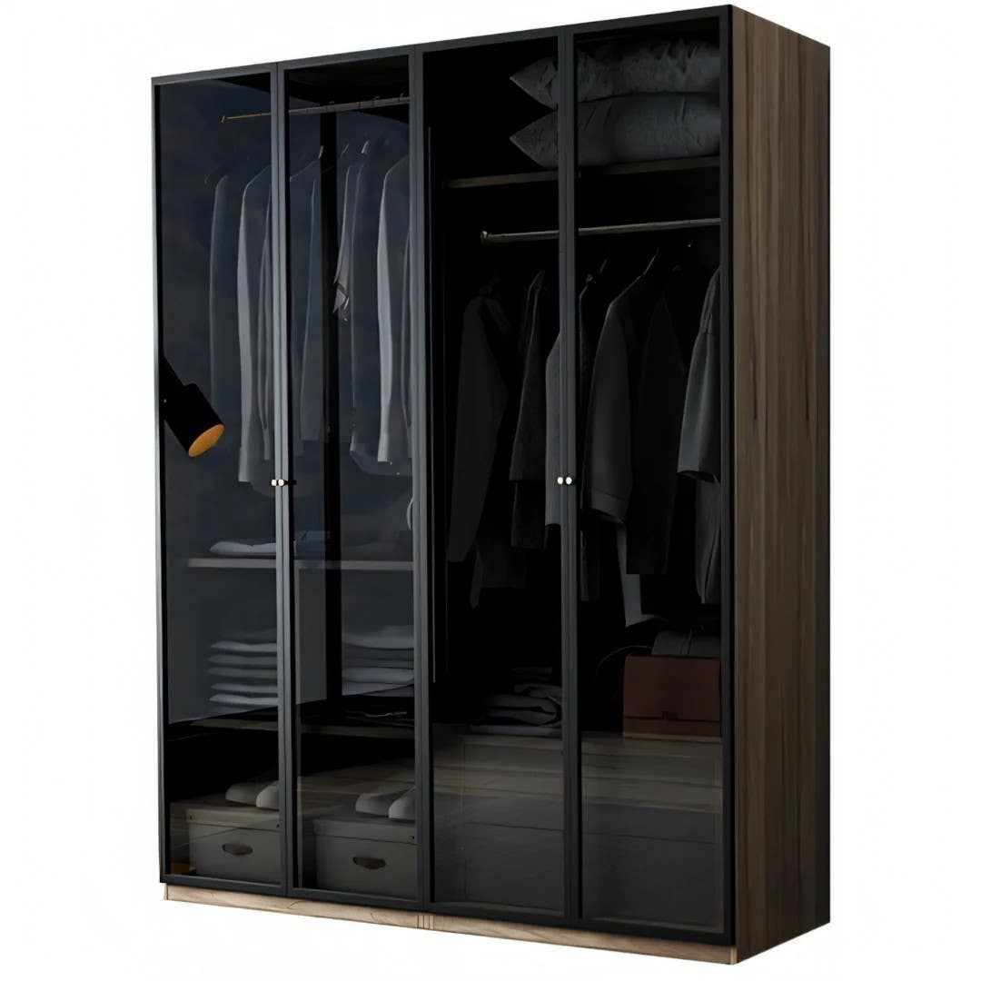 Modern Brown & Black Wardrobe | 160 x 50 x 220 | 3-Year Warranty