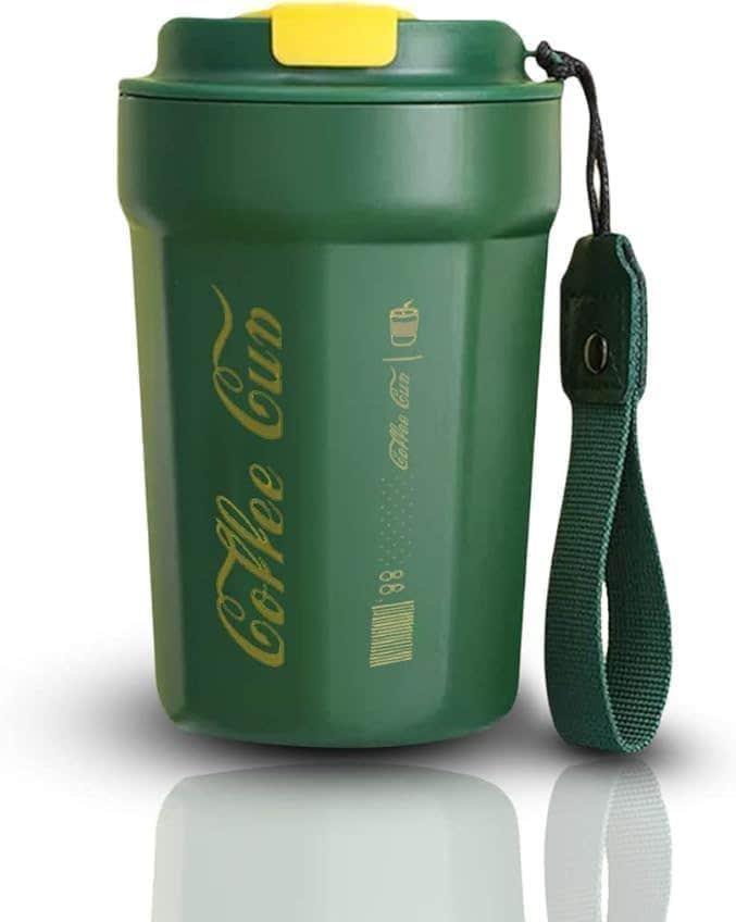 Coffee Mug Thermal Stainless Steel Travel Mug 380ml Double Wall Insulated Reusable Coffee Cup Keeps Drinks Hot Cold Outdoor Sports Car Office (Green)