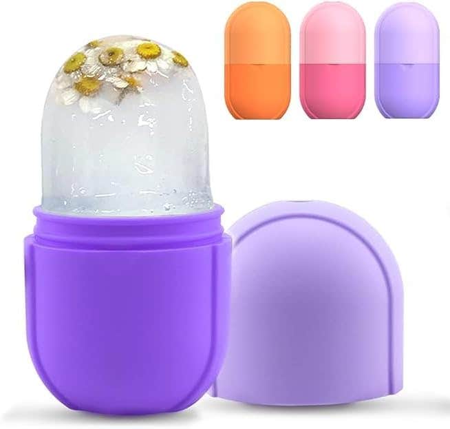 Roller for Face & Ice - Silicone Ice Mold Face Massage, Facial Beauty Ice Roller Skin Care Tools, Capsules Skin Care Kit, Remove Fine Lines & Shrink Pores, HD-7060 (Purple)