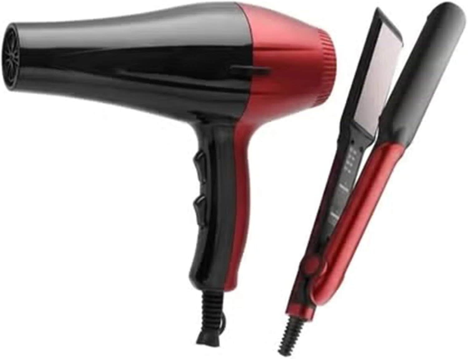Professional 2-in-1 Hair Styling Set: 2400W Hair Dryer & Ceramic Straightener, Anti-Frizz, Fast Drying