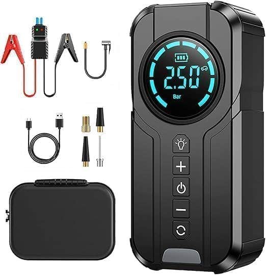 Wireless Portable Tyre Inflator & Air Compressor | 10.3 Bar, Digital LCD, LED Light