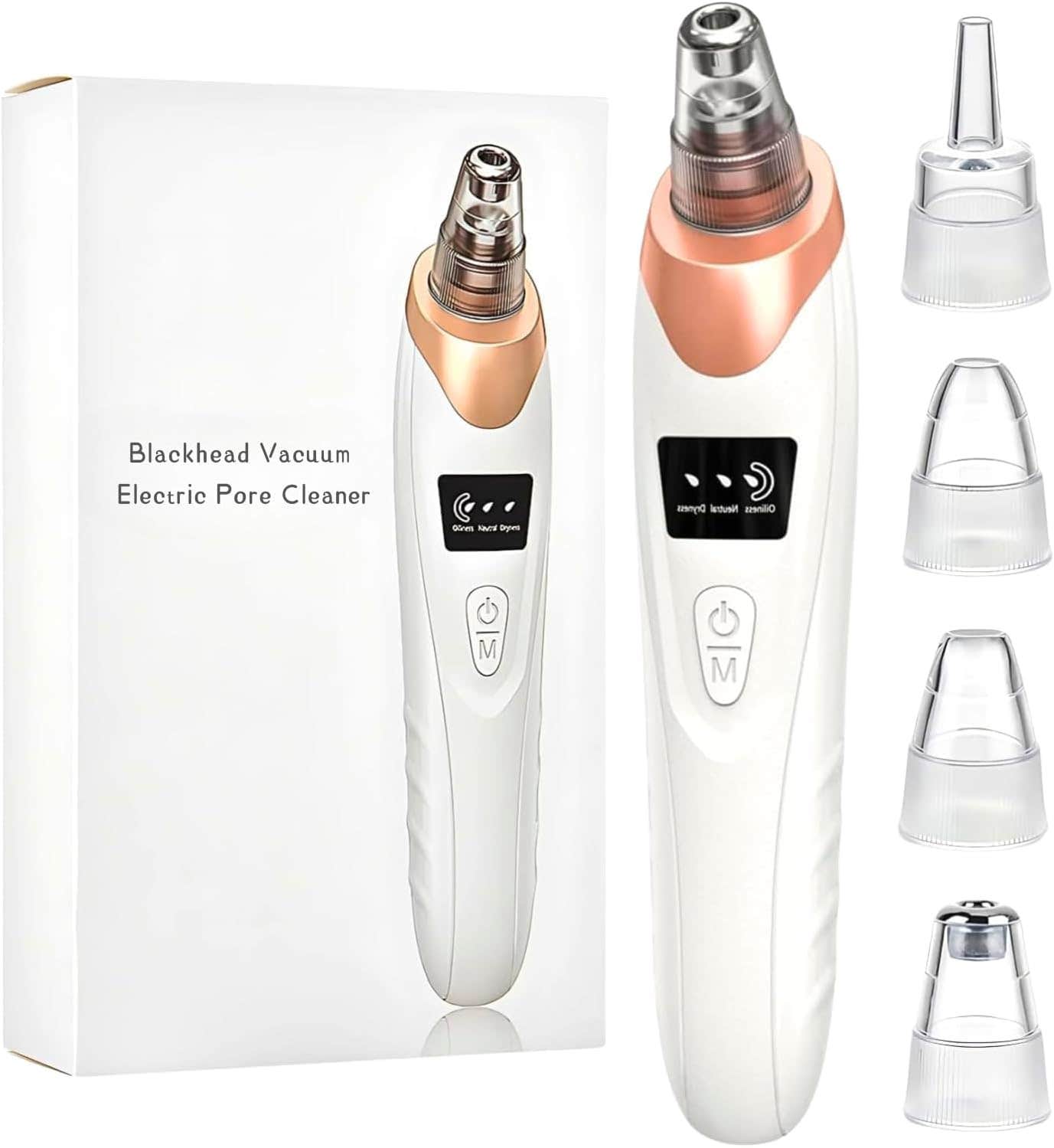 Electric Blackhead Remover with 3 Suction Levels, 5 Heads - USB Rechargeable
