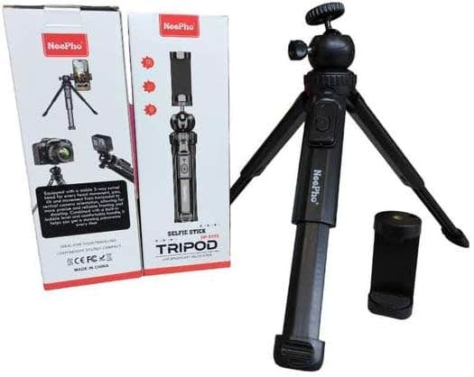 Selfie Stick with Tripod, NP-999S, Bluetooth Wireless Control, for Phones and Cameras, Black