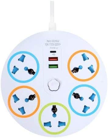 ELMAGHRABY 2500W 2-meter circular power strip with a central on/off switch.