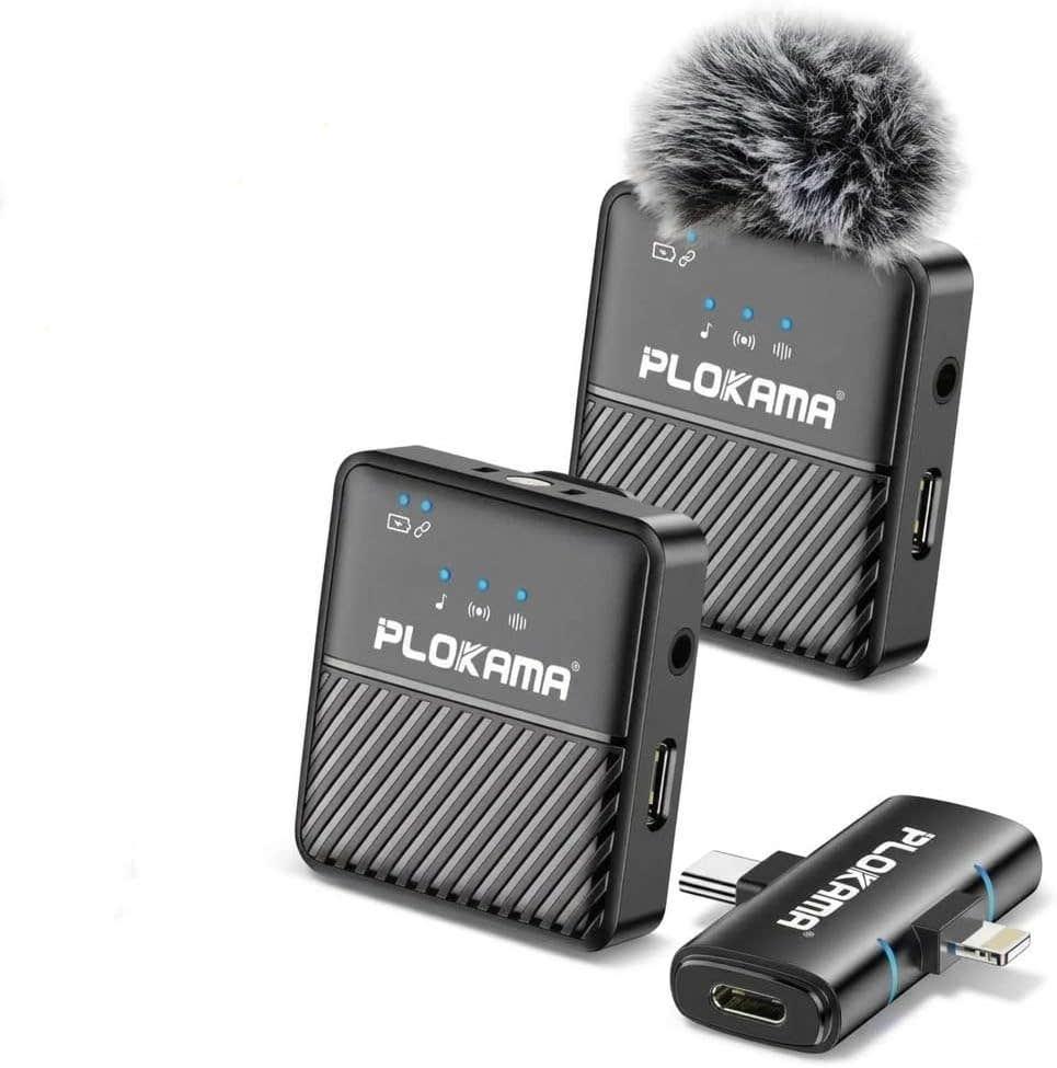 Microphone - Wireless Lavalier - Clip-On - Plug-and-Play - 2 Transmitters Type-C- VM60 - Black
