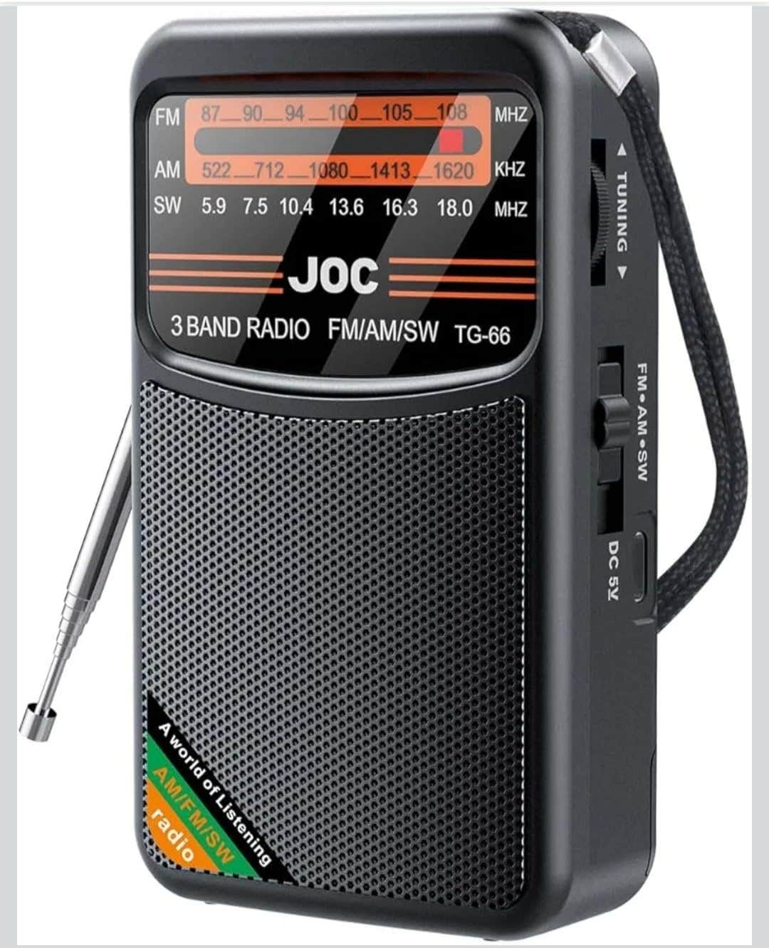 Portable DSP Mini Radio with Speaker, Headphone Jack, Telescopic Antenna