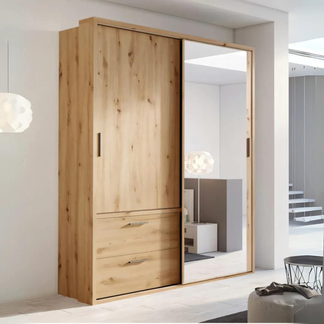 Modern Wooden Wardrobe | 160x50x200 cm | 3-Year Warranty