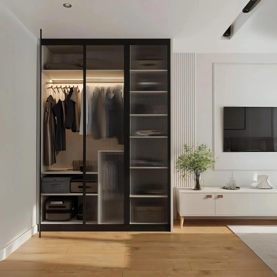 Modern Black Wardrobe | 120 x 50 x 200 cm | Warranty 3 Years