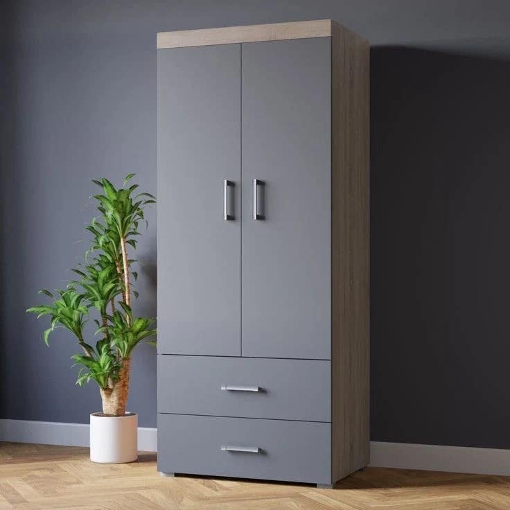 Modern Beige & Grey Wardrobe | 80x50x220 | 3-Year Warranty